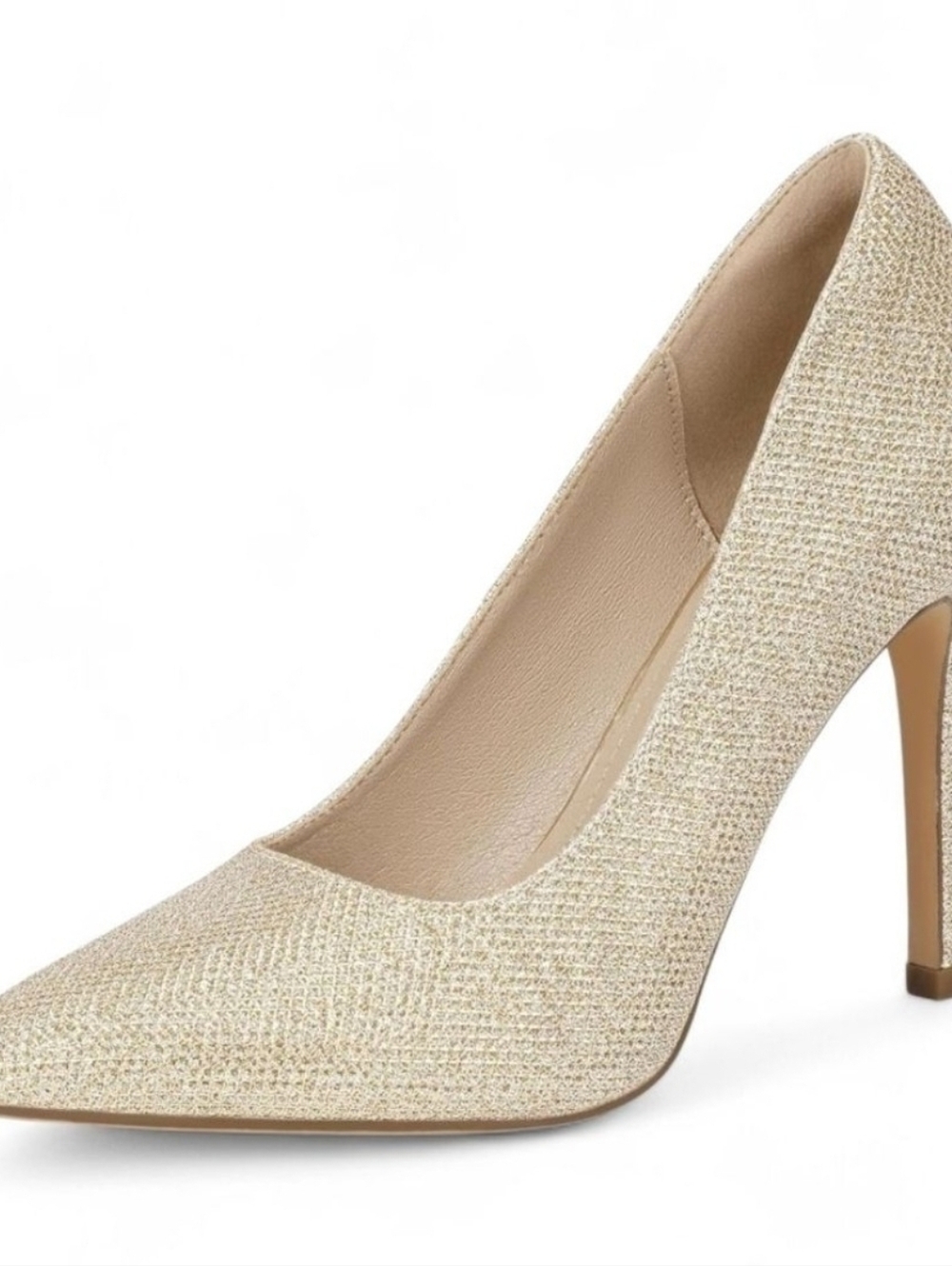 Gold Glitter Stiletto High Heels Size 7 Pointed Toe Pumps New - Picture 2 of 5